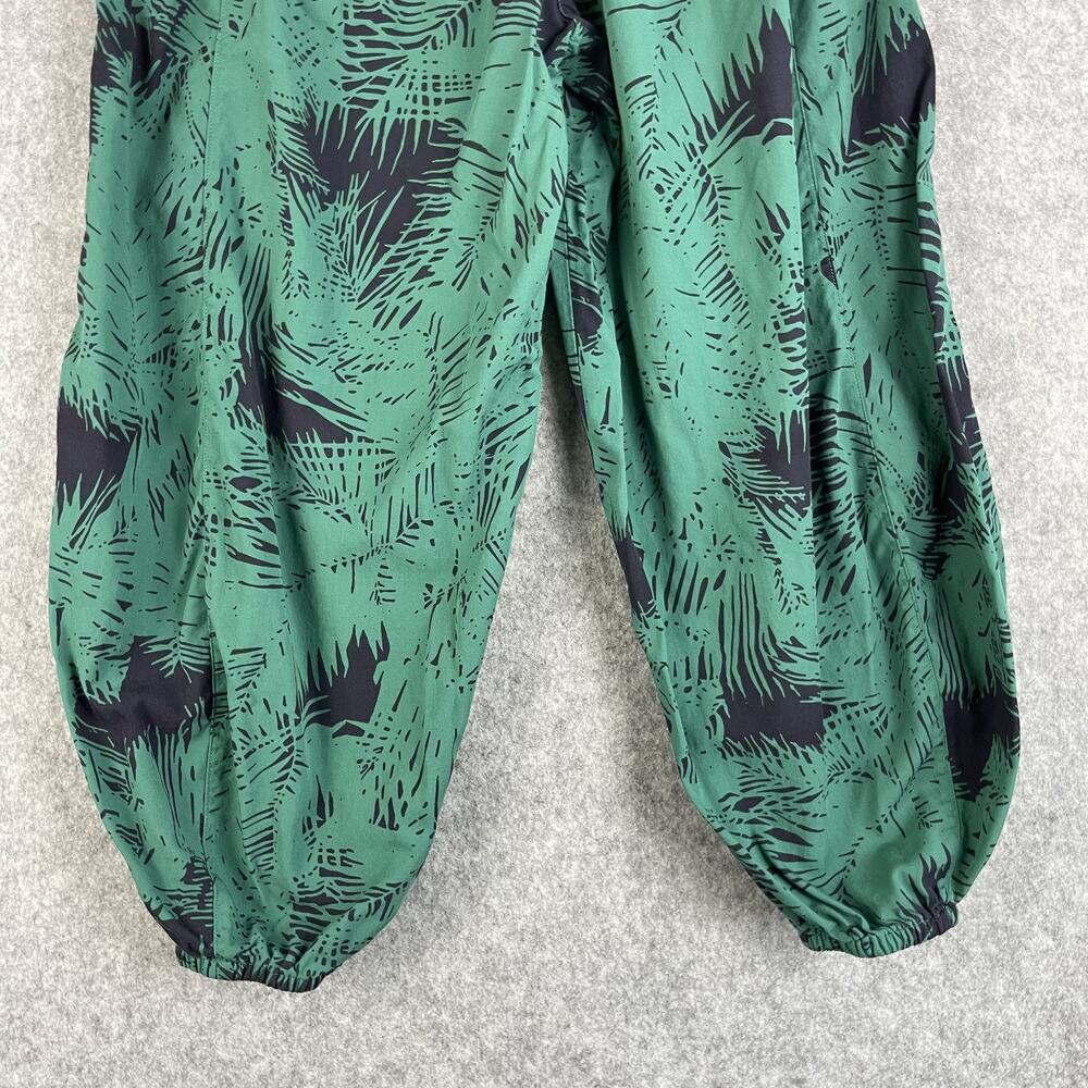 Kleen Parachute Pants Womens Medium Green Palm Print Pull On Cropped Tropical - Picture 9 of 11